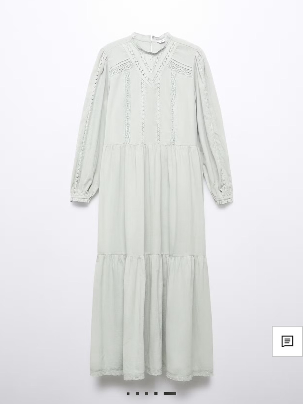 Long Sleeve cotton Tiered Maxi Dress in Light Sagew - Picture 7 of 7